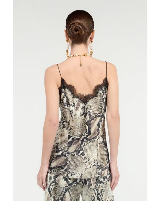 Roberto Cavalli White Silk Top With Python Print