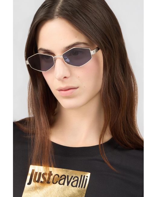 Roberto Cavalli Blue Geometrical Metal Frame