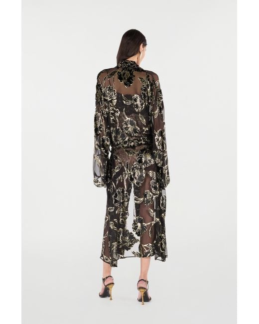 Roberto Cavalli Black See-Through Robe With Floral Pattern