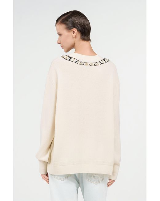 Roberto Cavalli Natural Wool Sweater With Tiger Motif