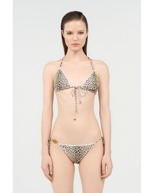 Roberto Cavalli White Pop Jaguar Print Bikini Bottom