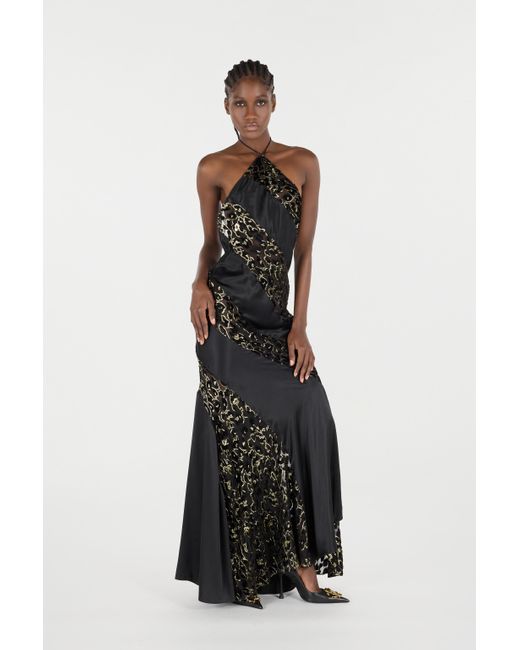 Roberto Cavalli White Long See-Through Dress With Leopard Print Pattern