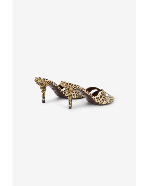 Roberto Cavalli Multicolor Leather Sandals With Leopard Print