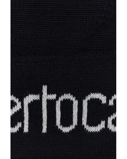 Guantes De Mezcla De Lana Con Logo Roberto Cavalli de color Black