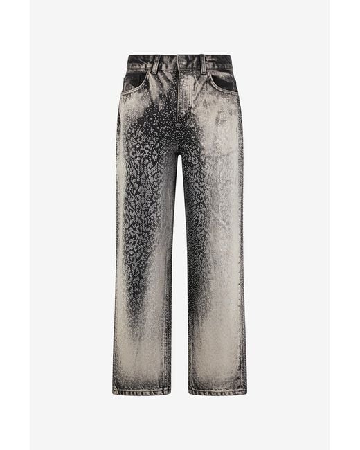 Roberto Cavalli Gray Jeans With Faded Effect And Rhinestones
