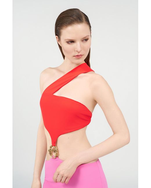Roberto Cavalli Pink Long Asymmetric Dress With Jewel Detail