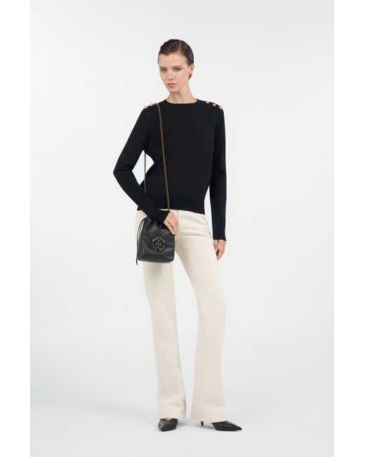 Roberto Cavalli Black Sweater With Buttons