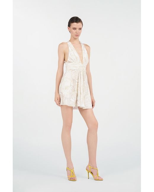 Roberto Cavalli White Mini Dress With Ornamental Motif