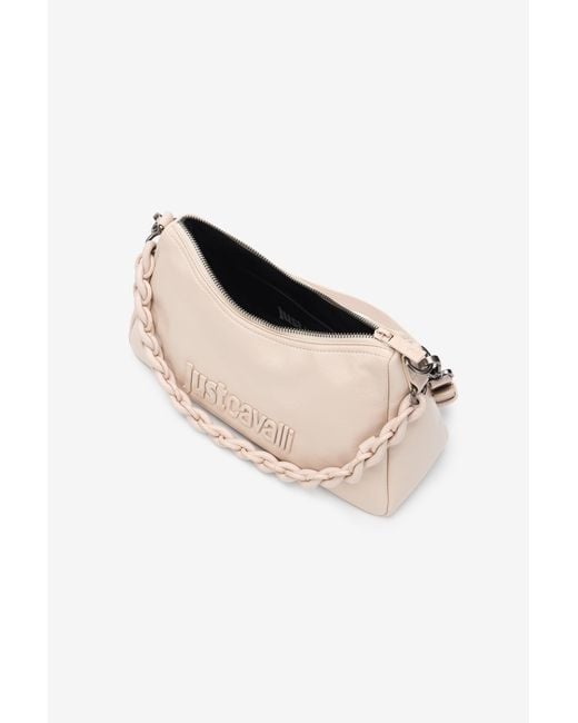 Roberto Cavalli Natural Shoulder Bag With Braided Handle