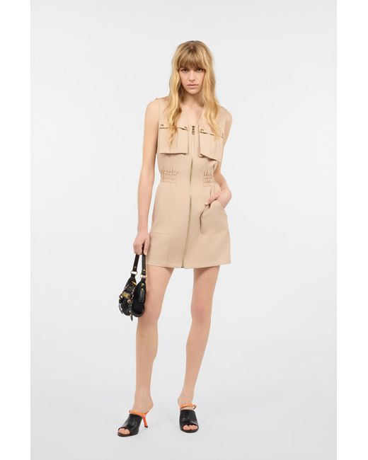Roberto Cavalli Natural Mini Dress With Utility Pockets