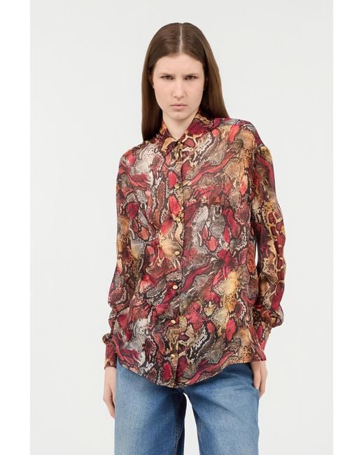Camicia Con Stampa Python di Roberto Cavalli in Red