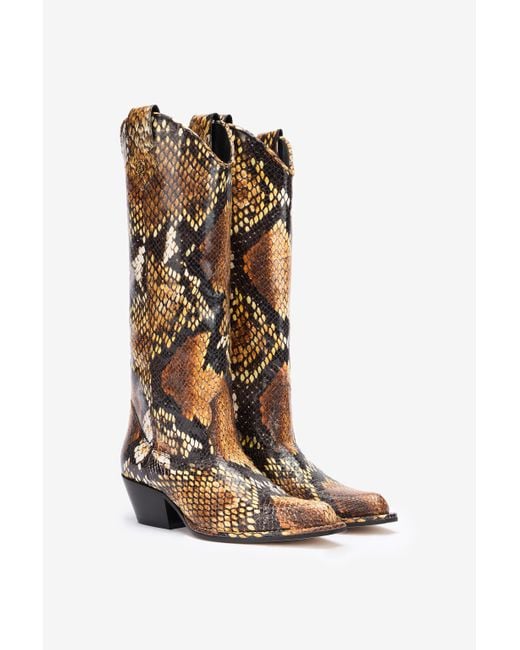 Roberto Cavalli Multicolor Texan Boots With Python Print