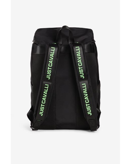Roberto Cavalli Black Just Cavalli Logo-Print Backpack for men
