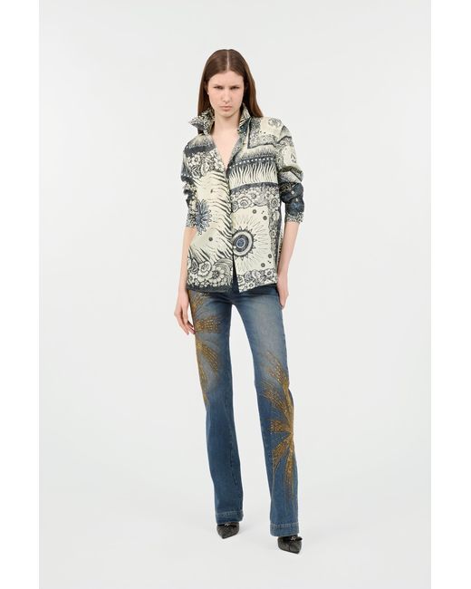 Roberto Cavalli Blue Jeans With Rhinestones