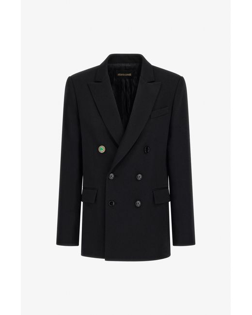 Roberto Cavalli Black Double-Breasted Blazer