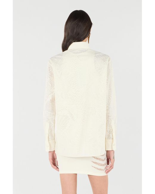 Roberto Cavalli White Python-Print Shirt