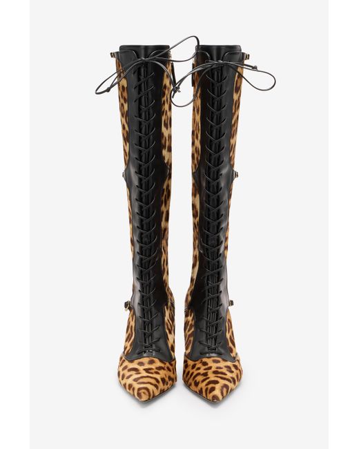 Bottes Pointues À Lacets Leopard Skin Roberto Cavalli en coloris Black
