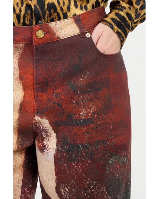 Roberto Cavalli Red Faded-Dye Effect Denim Jeans