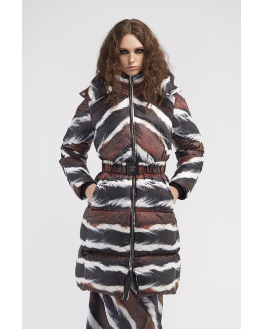 Roberto Cavalli White Animalier Print Puffer Jacket With Belt