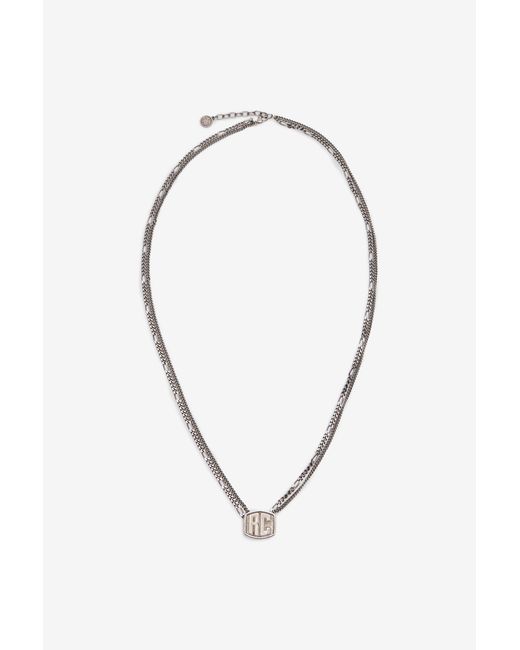 Roberto Cavalli Blue Necklace With Double Chain And Rc Monogram for men