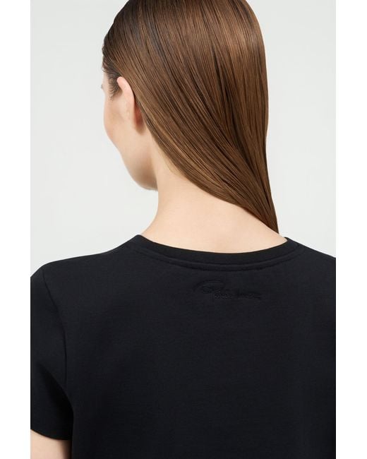 Roberto Cavalli Black Cotton Crop Top With Tigers