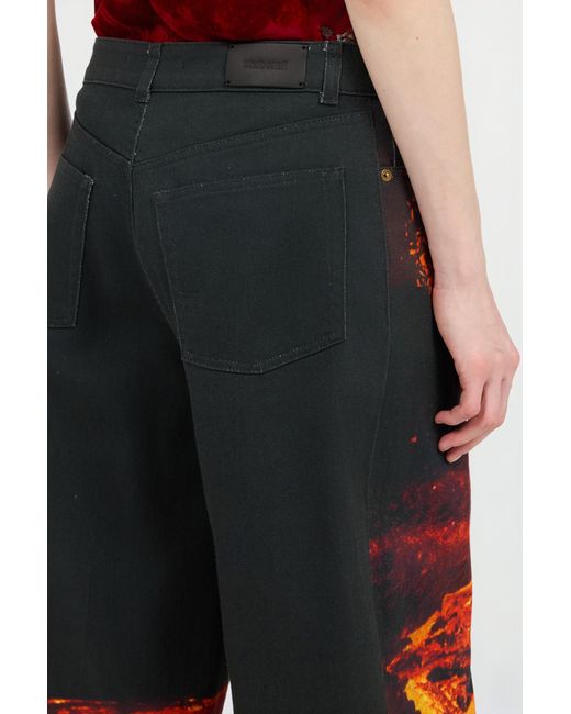 Roberto Cavalli Orange Stretch Denim Jeans With Lava Print