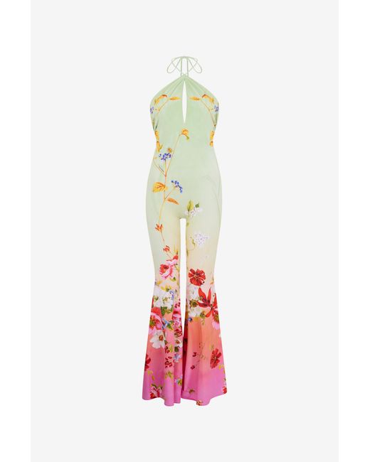 Roberto Cavalli White Miami Flowers Print Jumpsuit