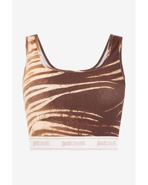 Roberto Cavalli Brown Natural Barb Print Top