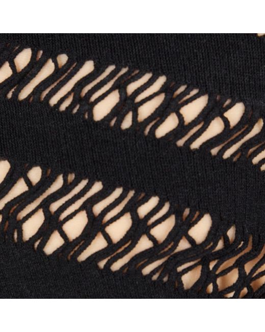 Roberto Cavalli Black Vest Top With Openwork Zebra Pattern