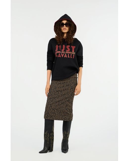 Roberto Cavalli Green Leopard Print Midi Skirt