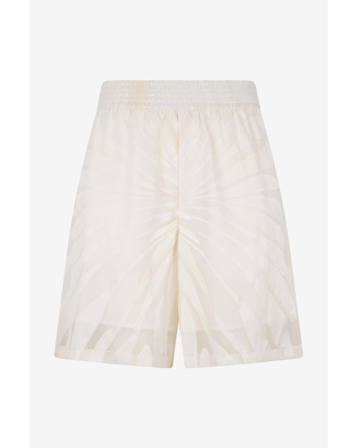 Roberto Cavalli White Bermuda Shorts With Ray Devoré Print for men