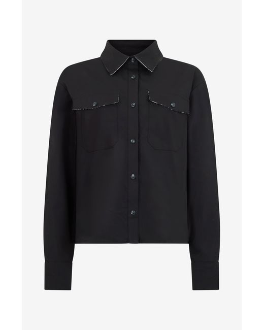 Roberto Cavalli Black Shirt With Contrast Stitching
