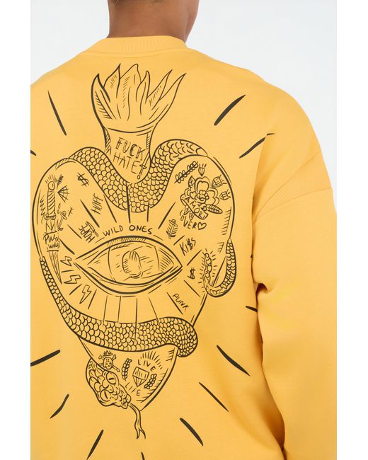 Roberto Cavalli Orange Tattoo Heart Print Sweatshirt for men