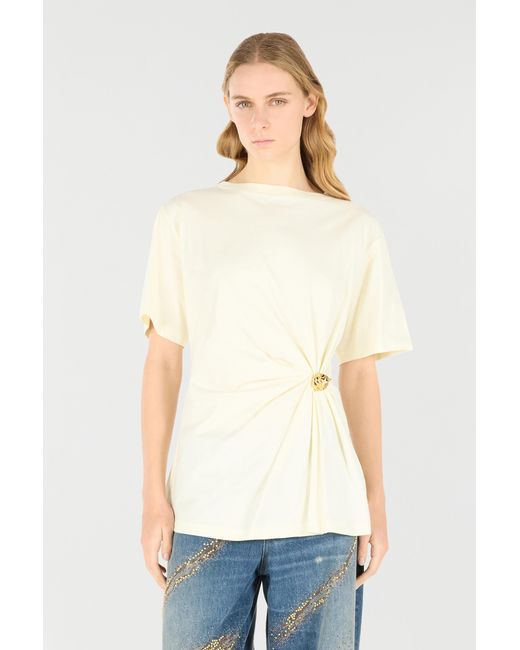 Roberto Cavalli Natural T-Shirt With Jewel Tiger Head