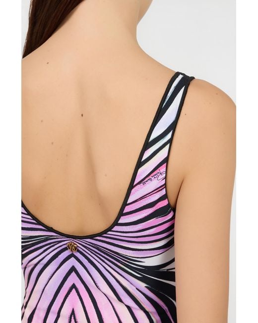 Roberto Cavalli Purple Ray Of Paradise Print Swimsuit