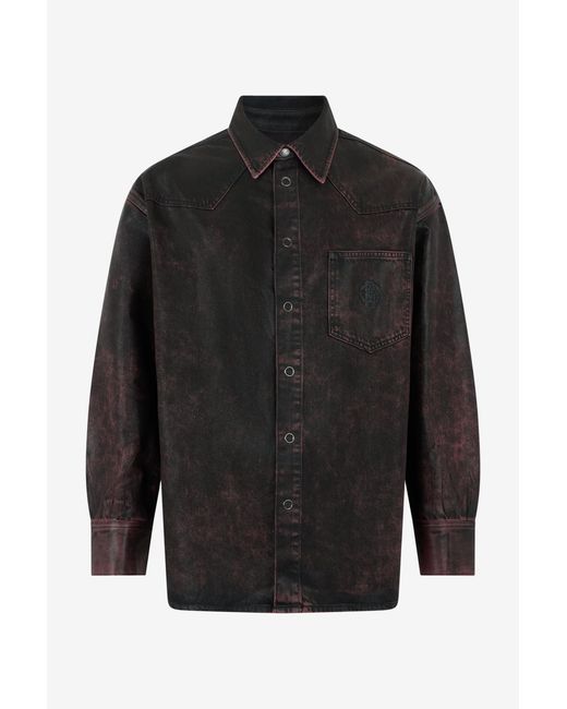 Roberto Cavalli Black And Washed Denim Shirt for men