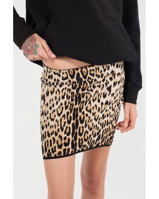 Roberto Cavalli Black Miniskirt With Jaguar Skin Print