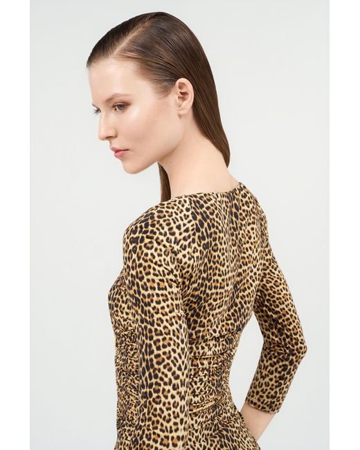 Roberto Cavalli Brown Long-Sleeve Top With Baby Jaguar Print
