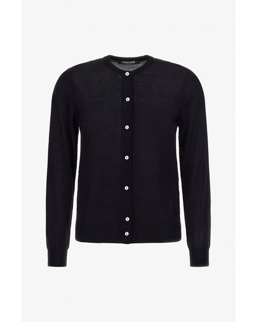 Roberto Cavalli Blue Long-Sleeved Crewneck Cardigan