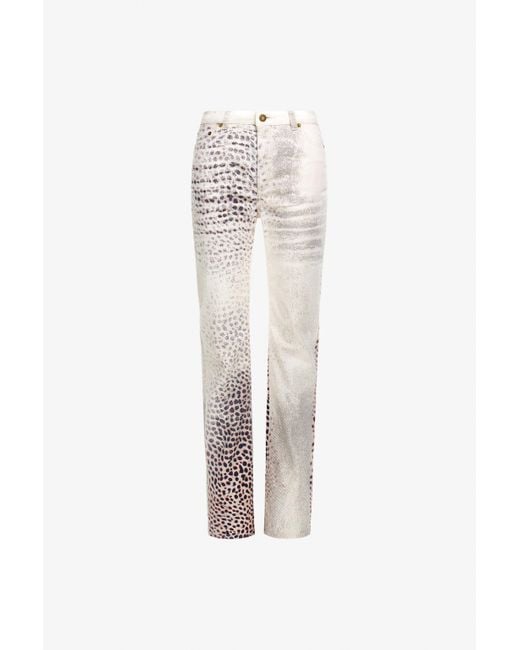 Roberto Cavalli White Shark Print Jeans