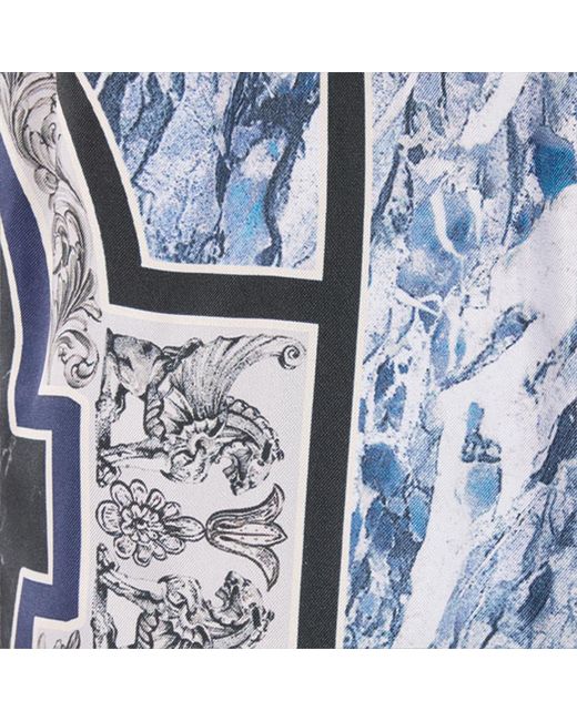 Roberto Cavalli Blue Short With Marble Print And Accents for men