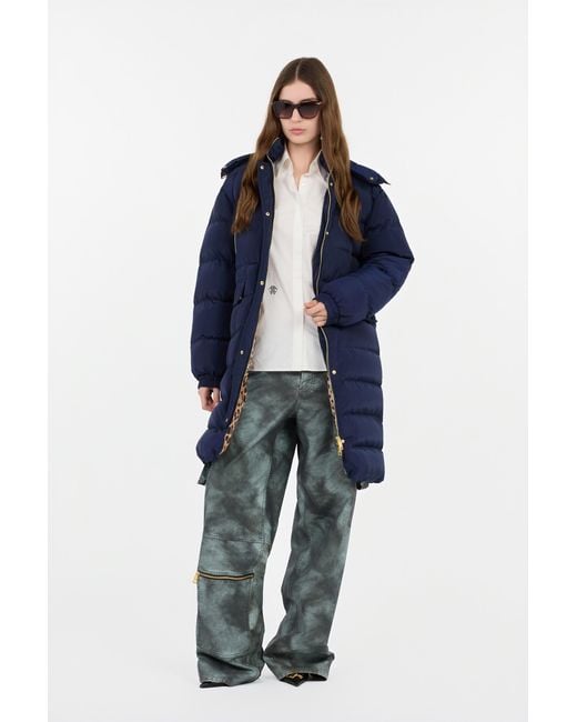 Roberto Cavalli Blue Daunenjacke Mit Marble-Print