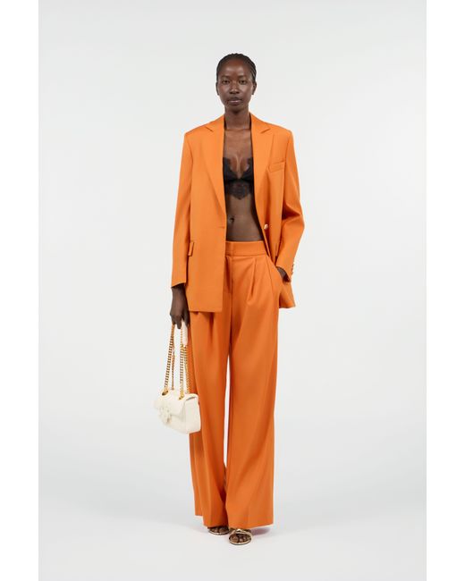 Roberto Cavalli Orange Single-Breasted Jacket With Logo Strap