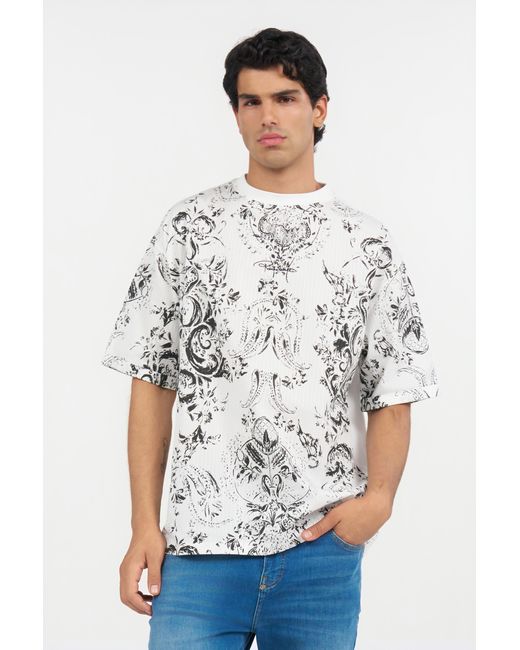 Roberto Cavalli White T-Shirt With Ornamental Design for men