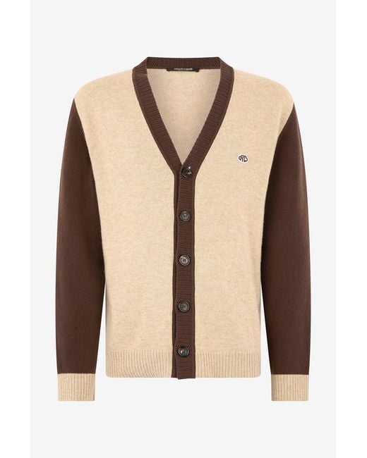 Roberto Cavalli Natural Cardigan With Rc Monogram Patch for men