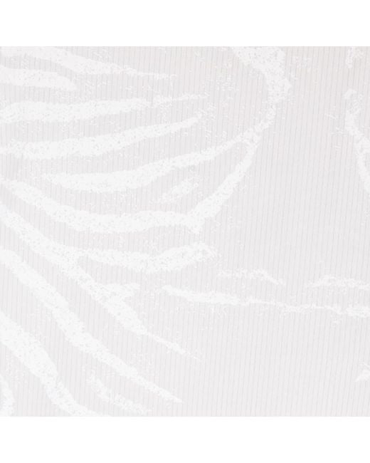 Roberto Cavalli White Silk Shirt With Tiger Skin Print for men