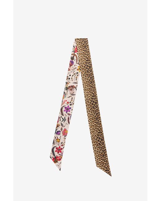 Roberto Cavalli White Silk Headband With Florentine Flowers Print