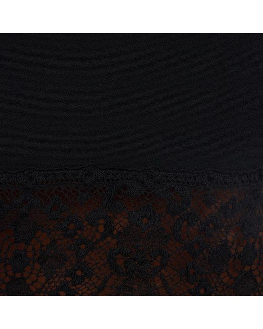 Roberto Cavalli Black Mini Dress With Lace On The Hem