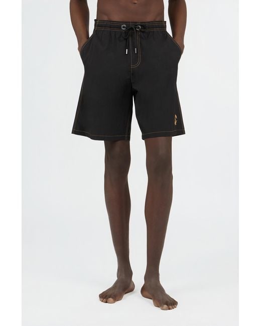 Roberto Cavalli Black Swimsuit Boxer Shorts With Contrast Stitching for men