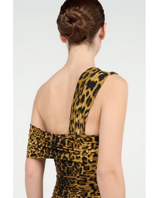 Roberto Cavalli Metallic Midi Dress With Jaguar Skin Print